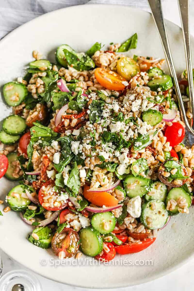 Mediterranean Farro Salad Spend With Pennies