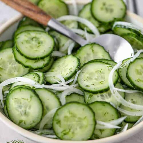 Cucumber Onion Salad in a bowl