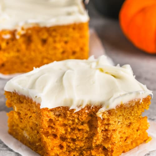 Pumpkin Cake with a bite taken out