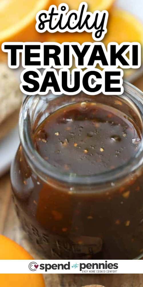 Bottle of teriyaki sauce with title