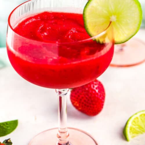Strawberry Daiquiri with lime wedge