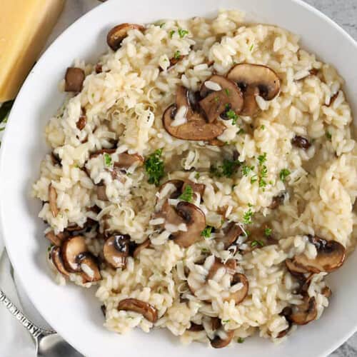 Creamy Mushroom Risotto in a bowl
