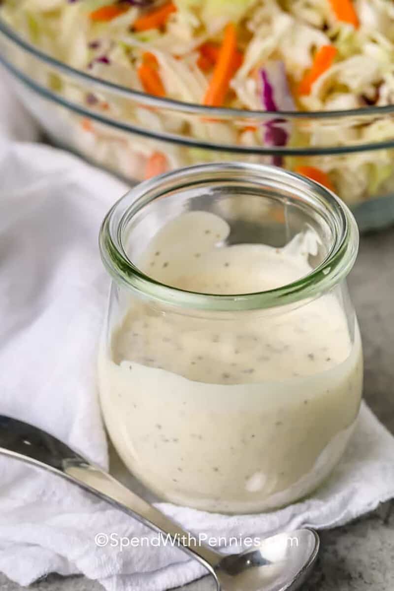 Easy Coleslaw Dressing in a jar