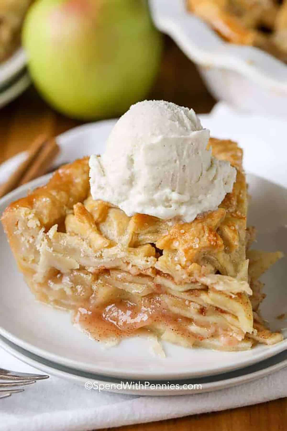 plated slice of Apple Pie