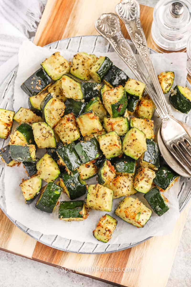 plate of Air Fryer Zucchini