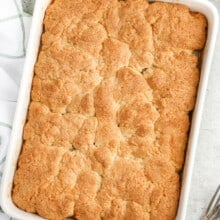 apple cobbler baked in a 9x13 pan