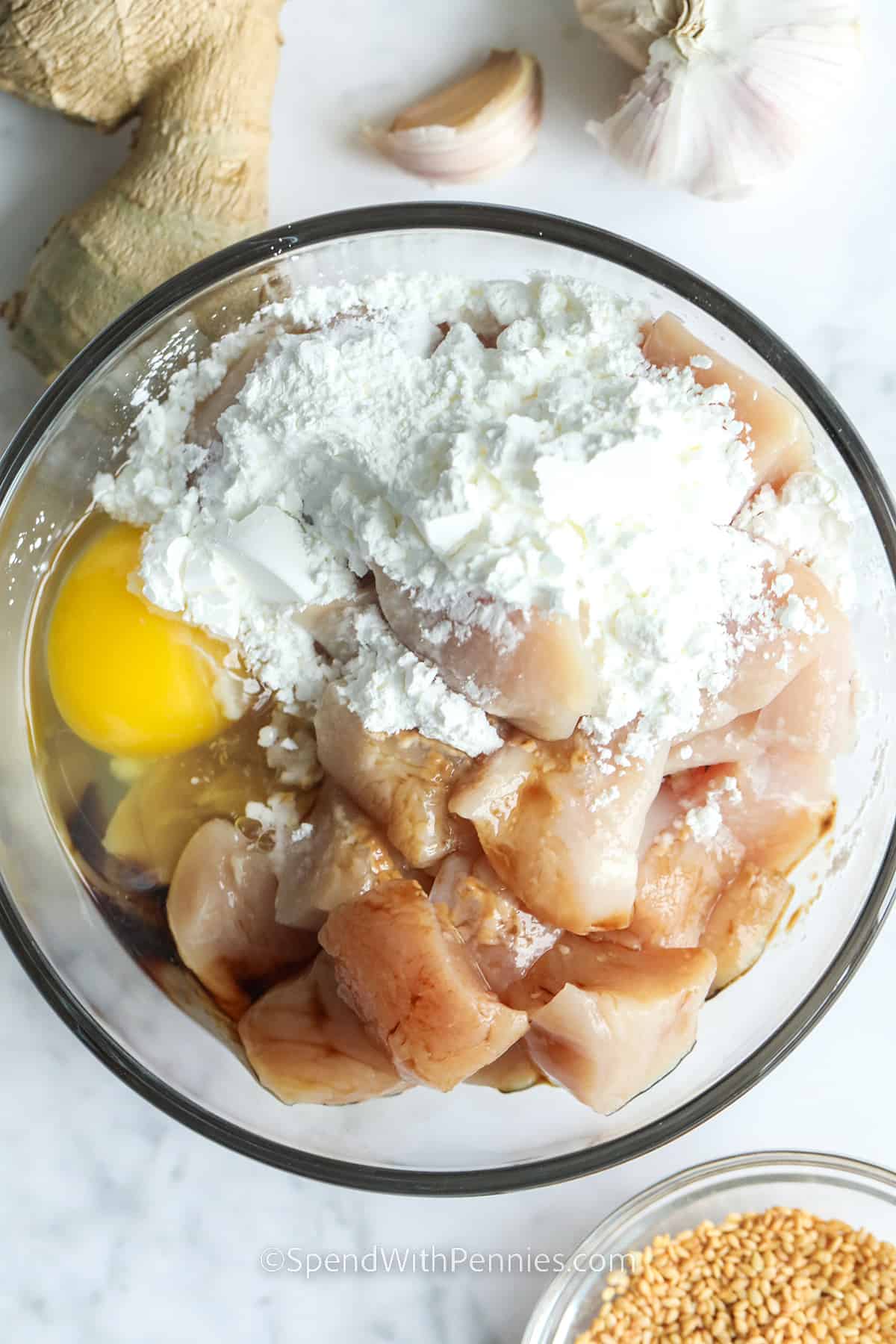 ingredients in bowl to make Mushroom Stuffed Chicken Breast