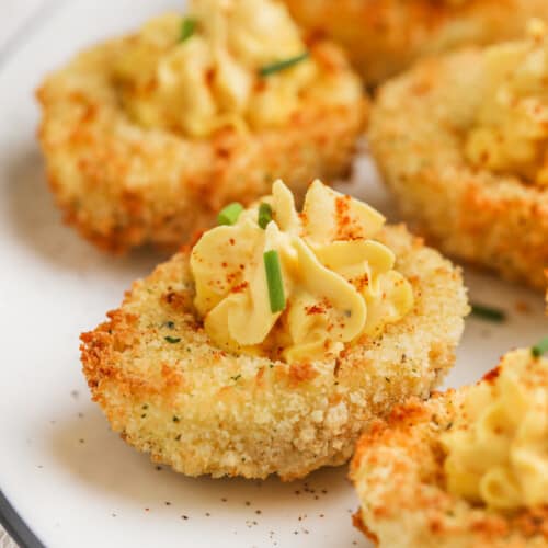 Fried Deviled Eggs with paprika