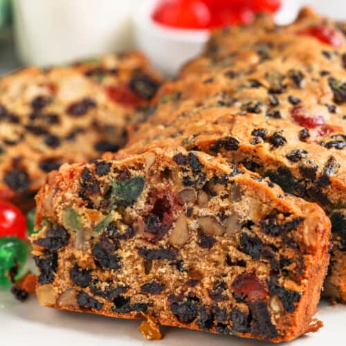 fruit cake on a serving board