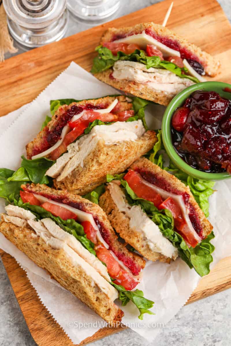 leftover Turkey Sandwich with cranberry sauce