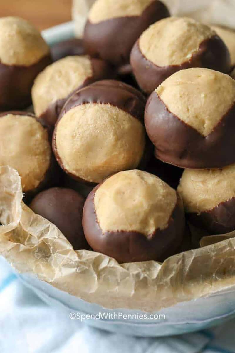 a bowl full of buckeyes