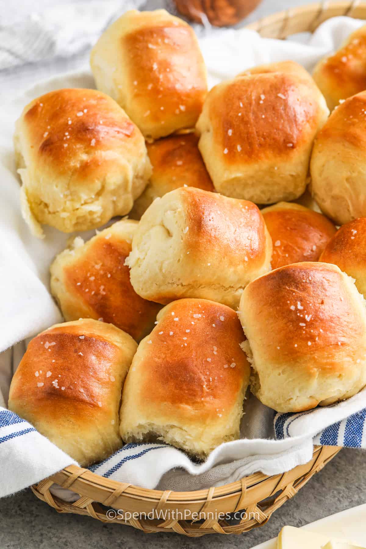 basket of Parker House Rolls