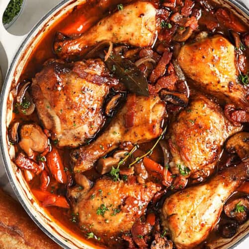 pot full of Coq Au Vin