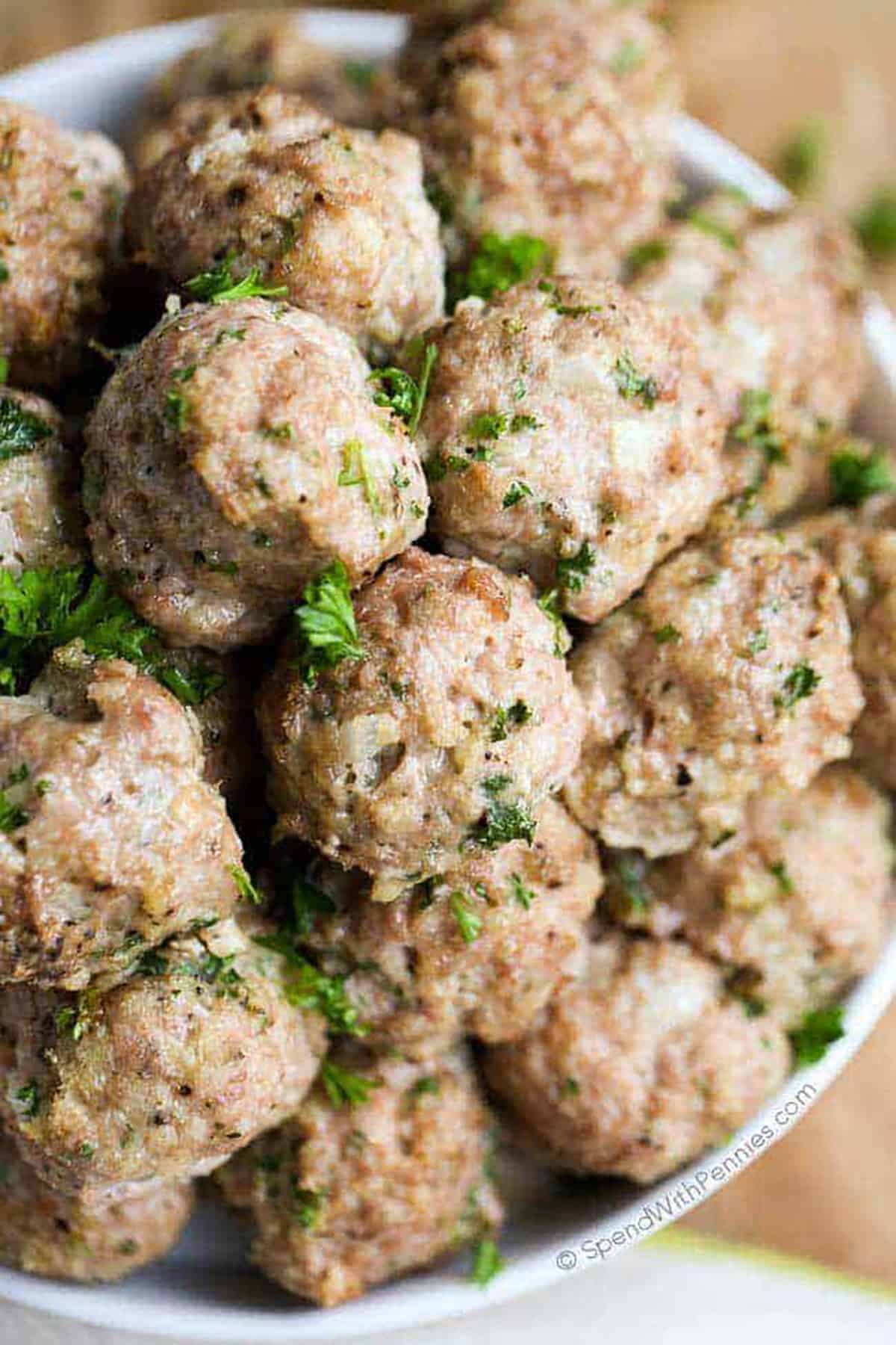 ground Turkey Meatballs in a bowl