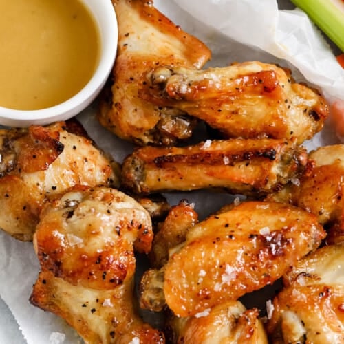 Salt and Vinegar Wings with celery and carrots