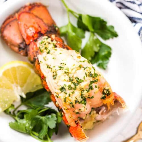 Broiled Lobster Tail on a plate