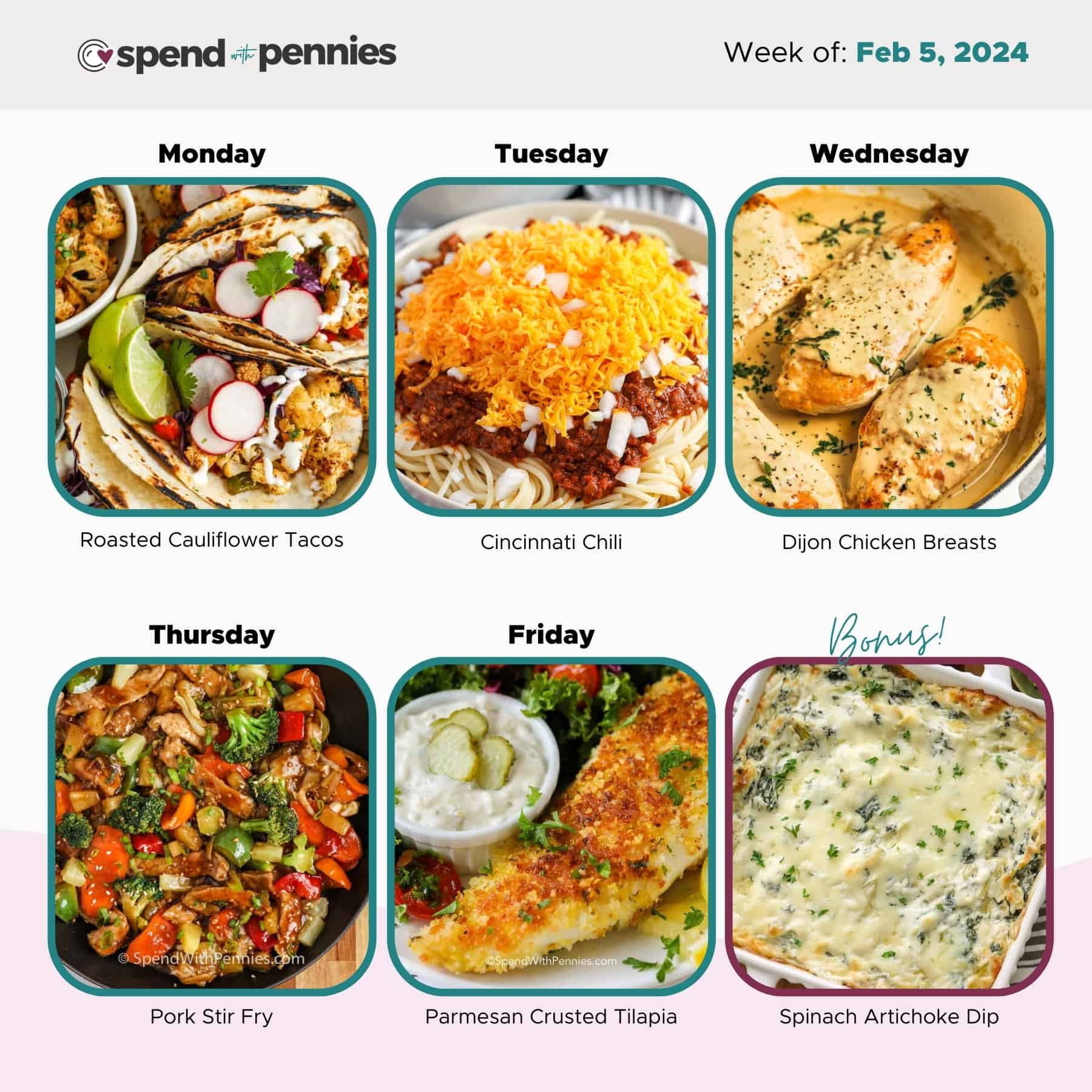 February 5 weekly meal plan