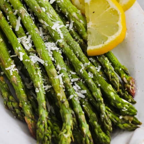 close up of Lemon Asparagus on a plate