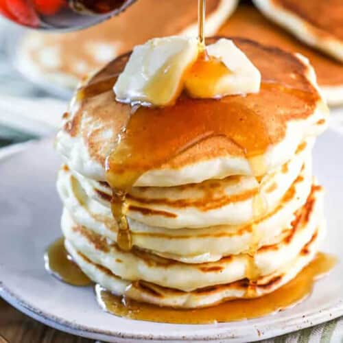 plated Fluffy Pancakes with syrup