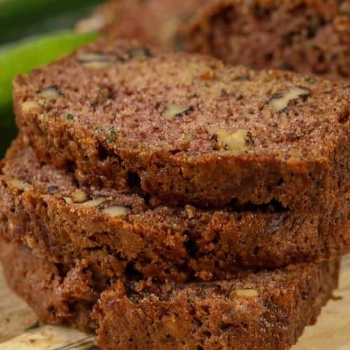 slices of The Best Zucchini Bread in a stack