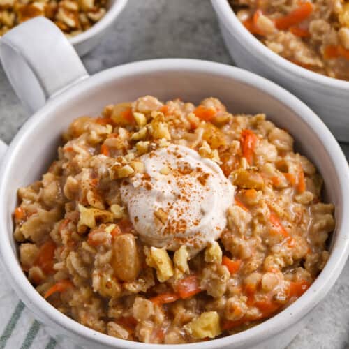Carrot Cake Oatmeal with cream cheese yogurt