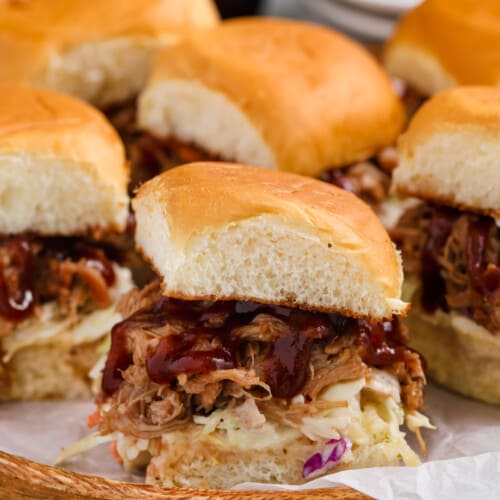 easy Pulled Pork Sliders on a platter
