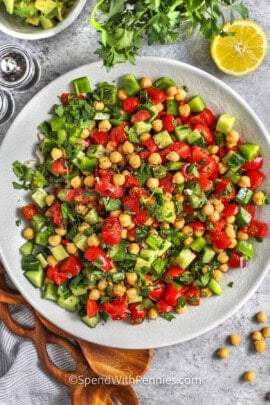 bowl of Chickpea Salad with lemon dressing