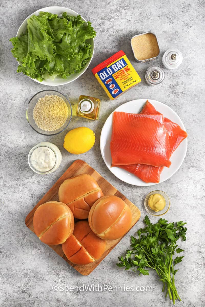 ingredients to make Salmon Burger
