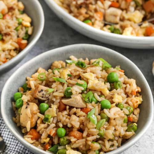 Easy Fried Rice in a dish and plated