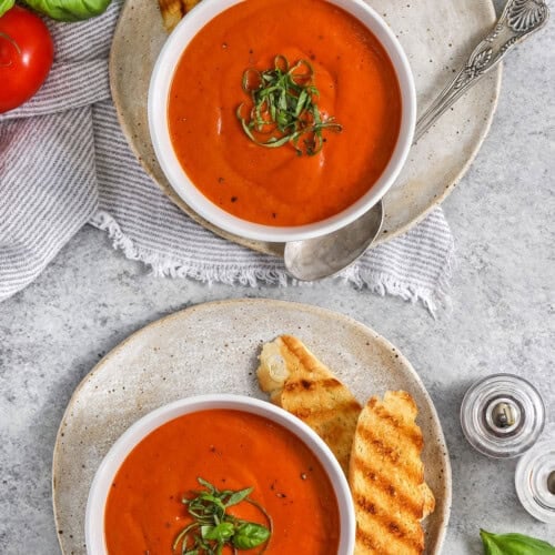Tomato Bisque with bread pieces