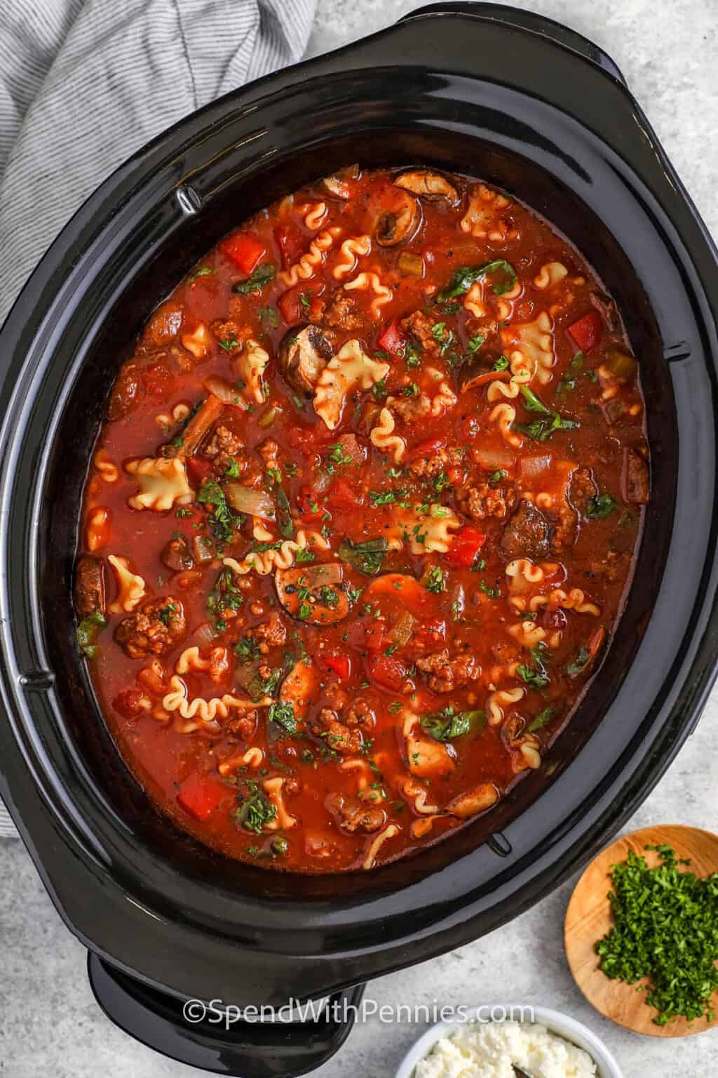 CrockPot Lasagna Soup {Cheesy & Delicious} - Spend With Pennies