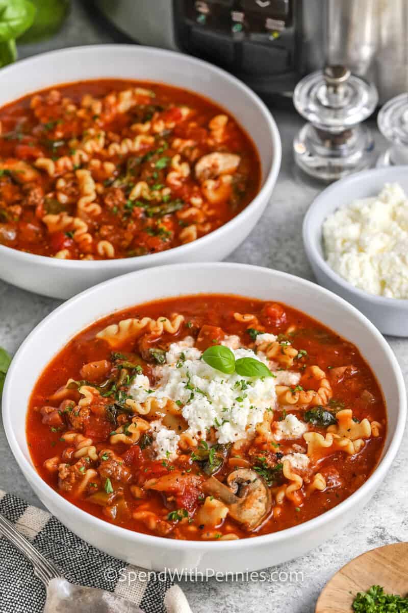 plated Slow Cooker Lasagna Soup