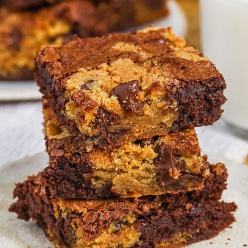 pile of Brookie slices on a plate