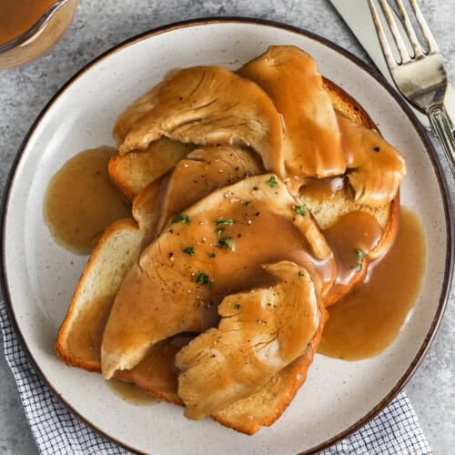 Hot Turkey Sandwich on a plate with gravy