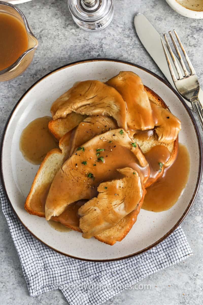 Hot Turkey Sandwich on a plate with gravy