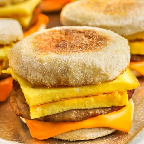 cooked Breakfast Sandwich on a sheet pan