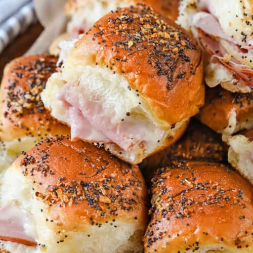 plated Ham and Cheese Sliders