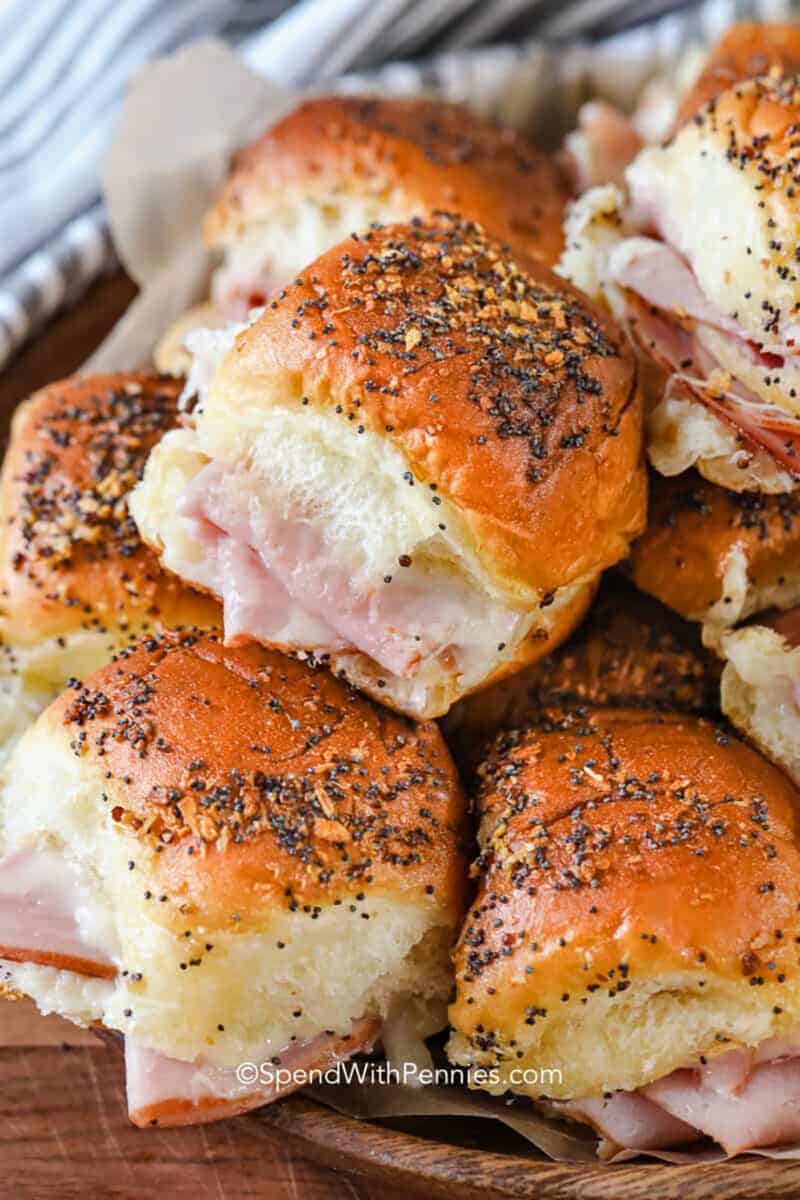 plated Ham and Cheese Sliders