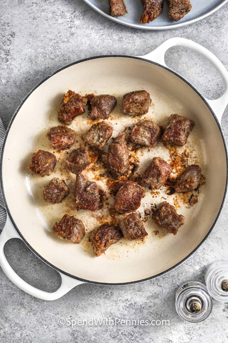 cooking beef to make Crock Pot Beef Stew