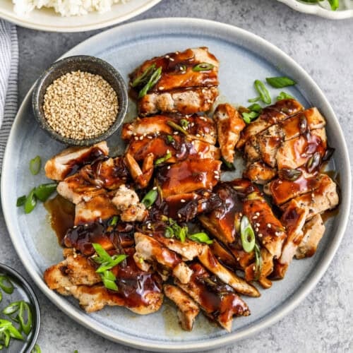 top view of Hoisin Chicken on a plate