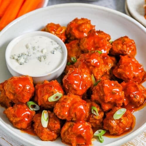 bold Buffalo Chicken Meatballs on a plate
