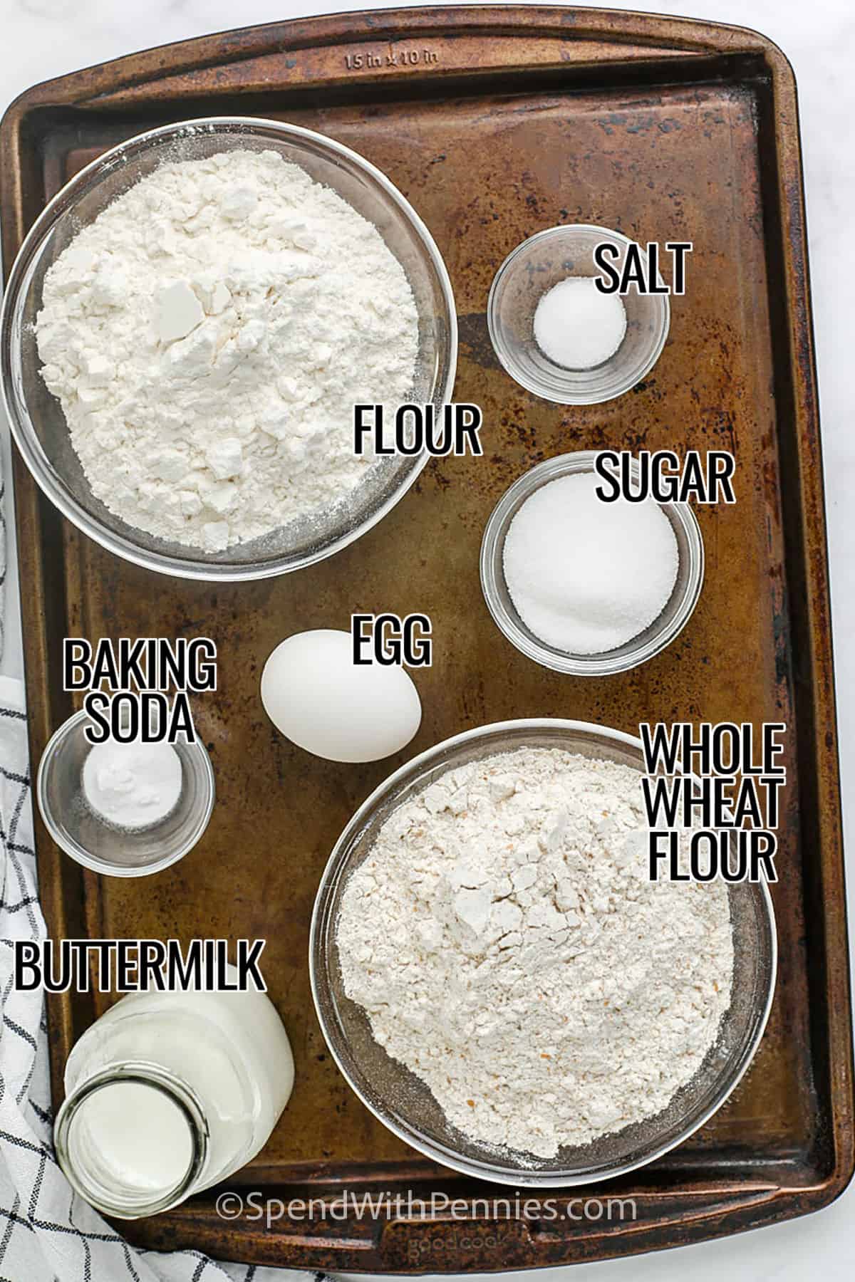 Labelled ingredients for Irish soda bread