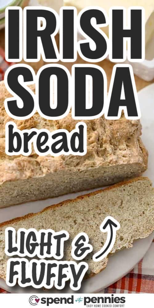 a cut piece of Irish soda bread and writing