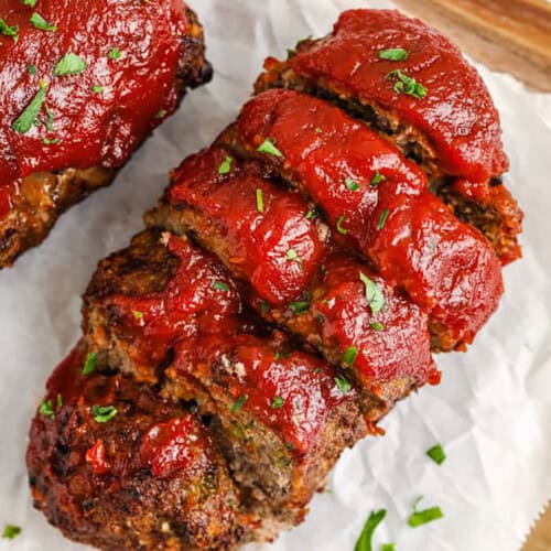 easy Air Fryer Meatloaf cut into slices