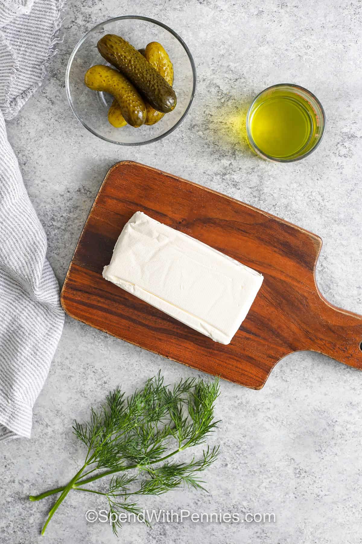 ingredients to make 4 Ingredient Dill Pickle Dip