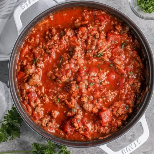Homemade Spaghetti Sauce in the pot