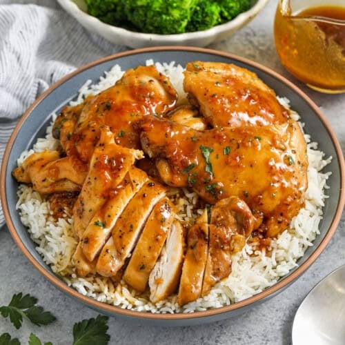 Honey Butter Fried Chicken on rice