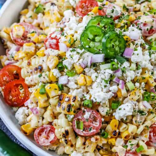 mixed mexican corn salad in a bowl
