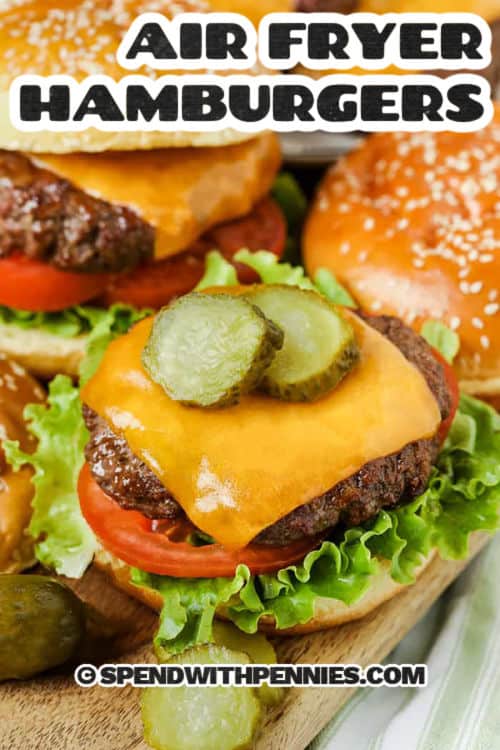 „Air Fryer“ mėsainiai su vienu atviru paviršiumi ir pavadinimu