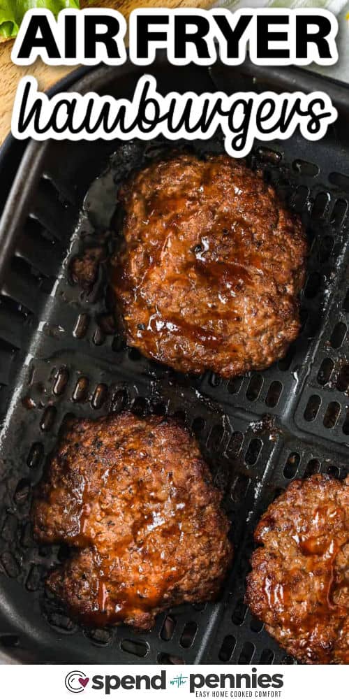 Air Fryer Hamburgeriai gruzdintuvėje su pavadinimu
